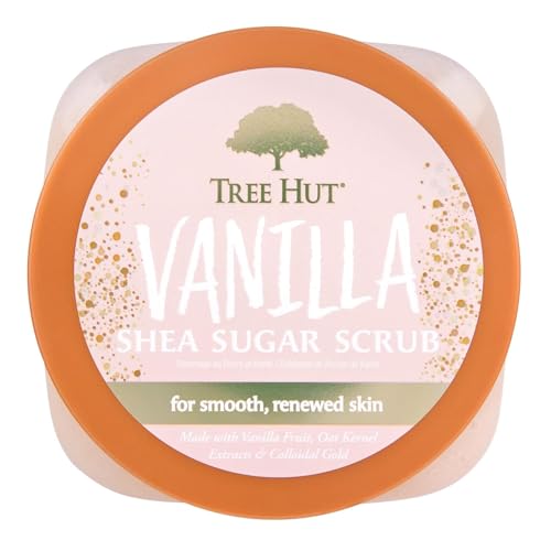 Tree Hut Vanilla Body Scrub, Exfoliating & Hydrating Sugar Scrub with Shea Butter & Essential Oils, Smooth Skin, Body Exfoliator For All Skin Types, Self Care Gifts for Women, Vegan, 18 Oz