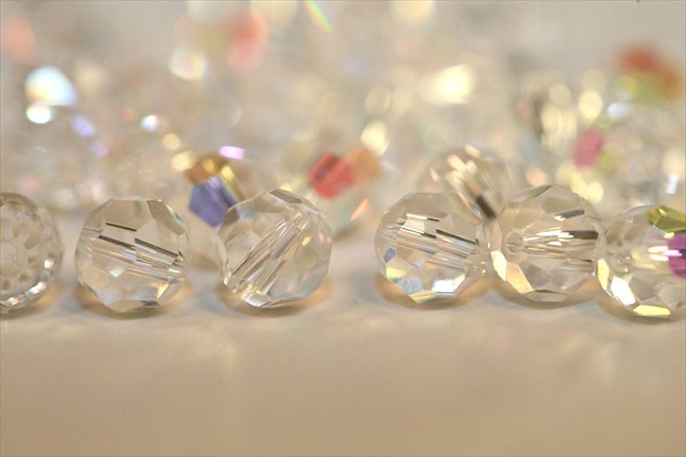 50pcs Adabele Austrian 10mm Faceted Round Crystal Beads Clear AB Compatible with Swarovski Crystals Preciosa