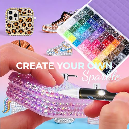 Bedazzling Kit 40000Pcs 40 Colors Resin Jelly Rhinestones, Multicolor 3mm Flatback Gems for Diamond Art, Bedazzler Kit with 4Pcs 10ml B7000 Jewelry Glue & Tools - Christmas Birthday Gifts for Women