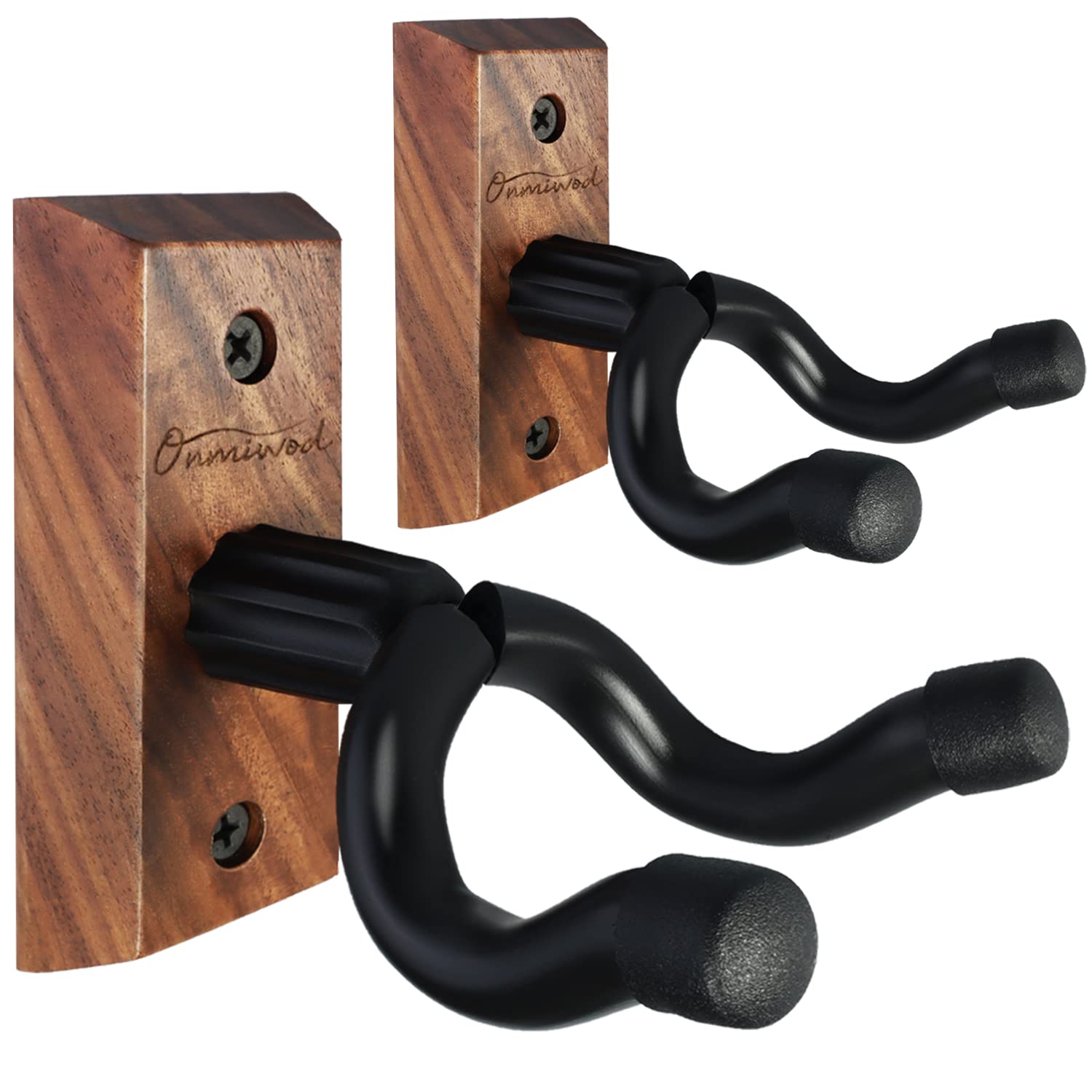 Guitar Wall Mount 2 Pack, Black Walnut Wood Guitar Hanger, U-Shaped Guitar Wall Hanger Mount, Guitar Holder Hook Stand Wall f