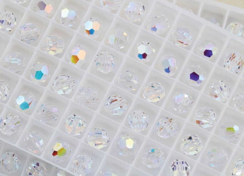 50pcs Adabele Austrian 10mm Faceted Round Crystal Beads Clear AB Compatible with Swarovski Crystals Preciosa