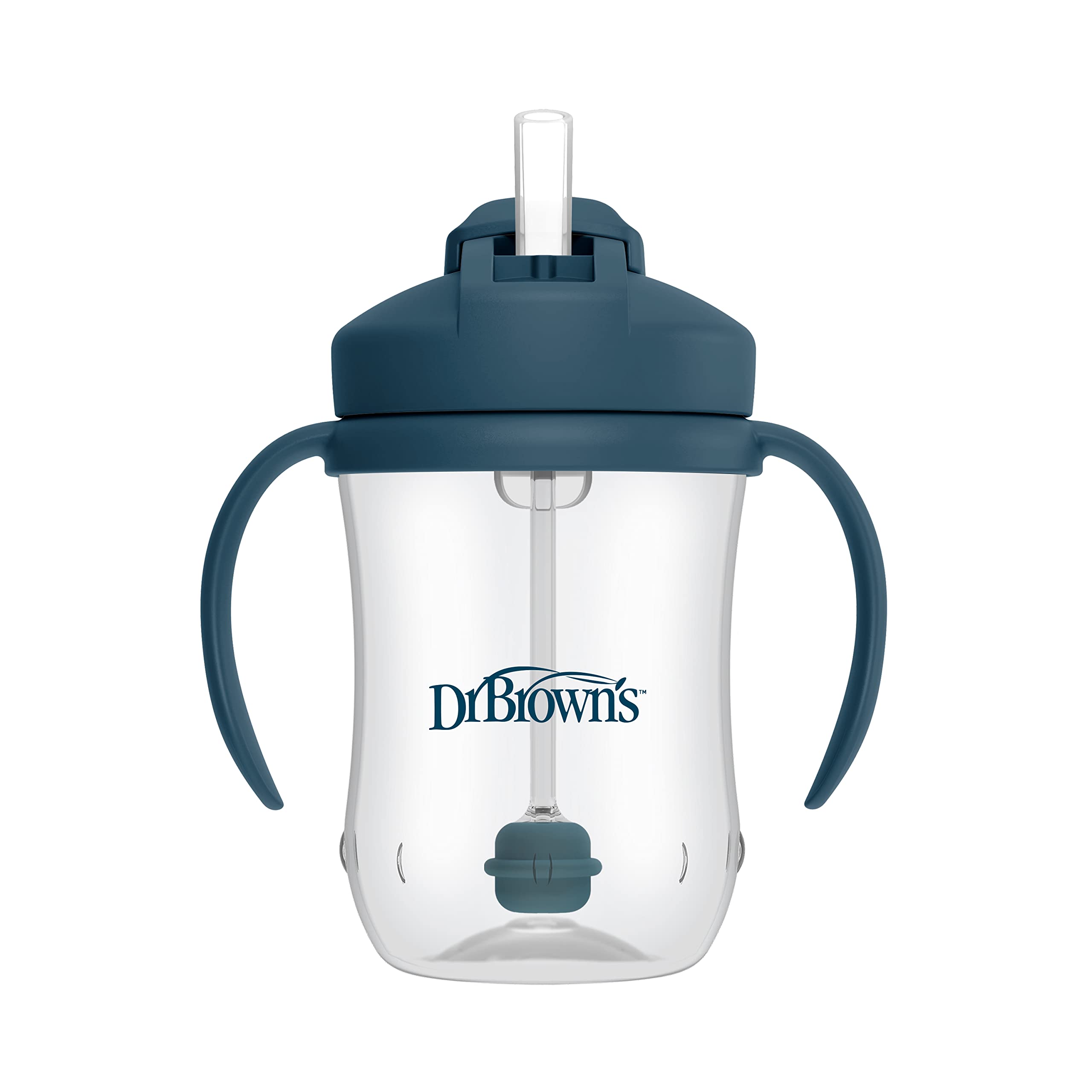 Dr. Brown's Milestones Baby's First Straw Cup, Training Cup with Weighted Straw, 9 oz/270 mL, BPA-free, 6m+, Dark Blue, 1-Pac