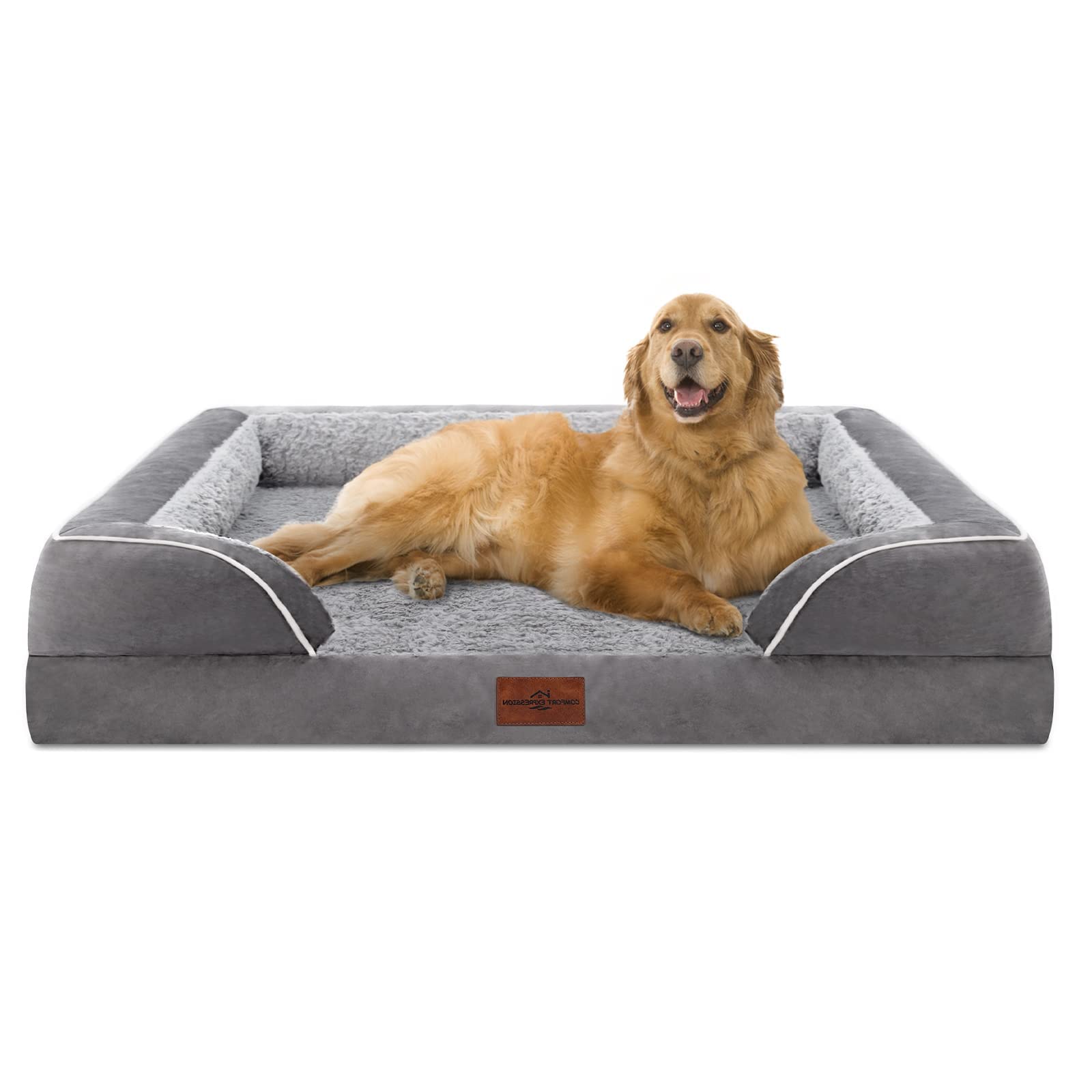 Comfort Expression Waterproof Orthopedic Dog Bed for Extra Large Dogs | Supportive Egg Crate Foam XL Pet Bed with Removable B