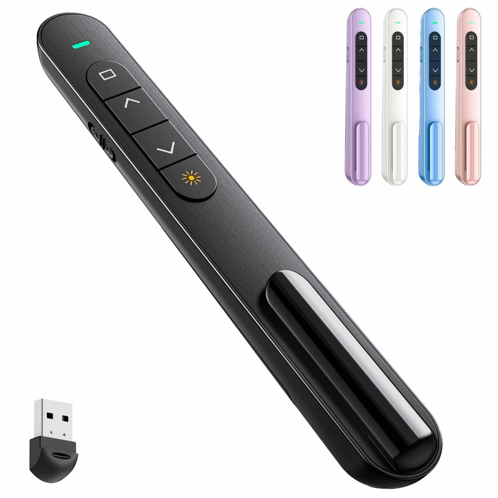 QUI Presentation Clicker with Volume Control, 2.4GHz USB Wireless Presenter Remote, PowerPoint Clicker Slide Advancer Compati