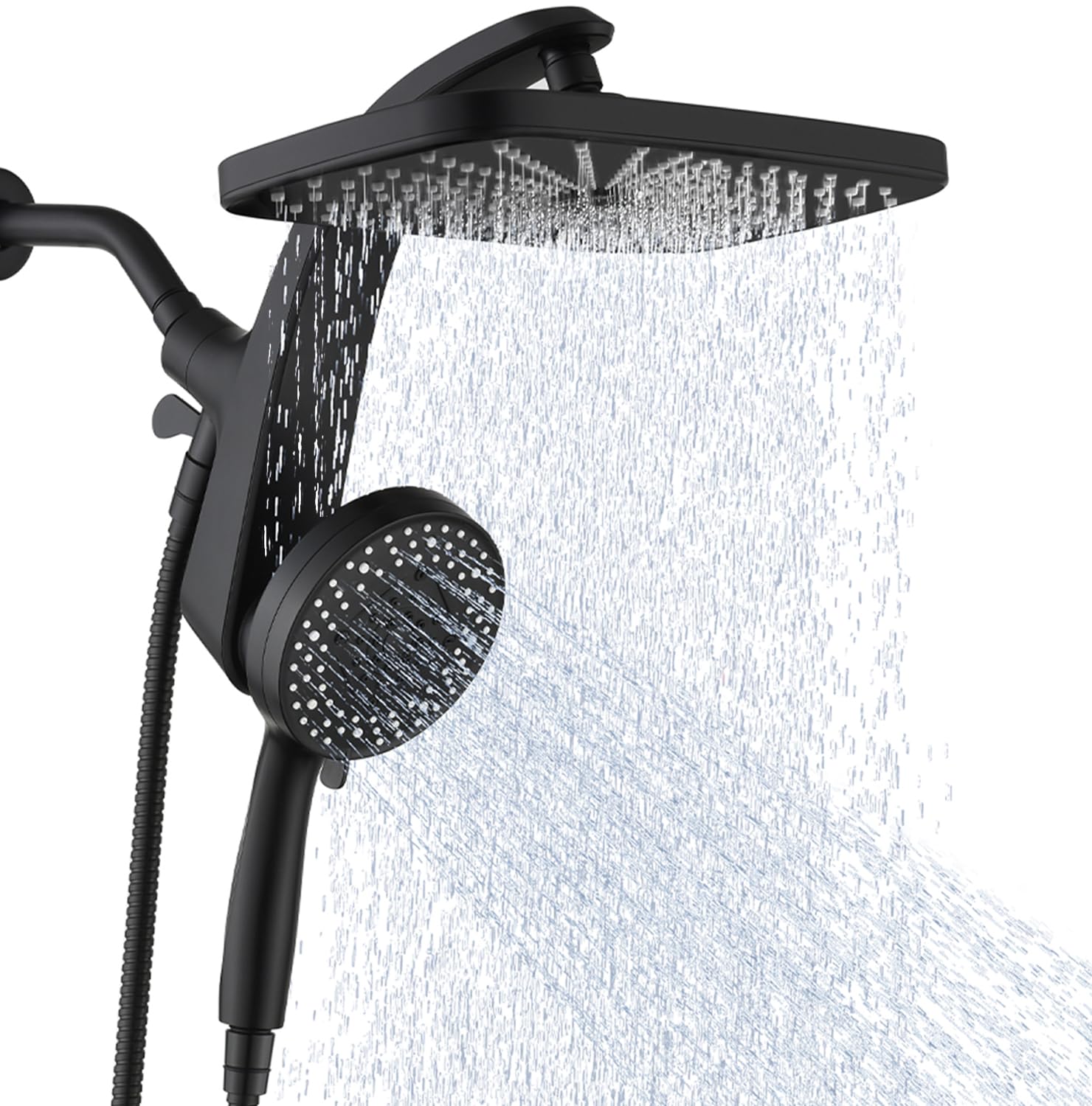 BOZYBO Rain Shower Head with Handheld: High Pressure Shower Heads with Handheld Spray Combo, 12" Rainfall Shower Head and 9 S