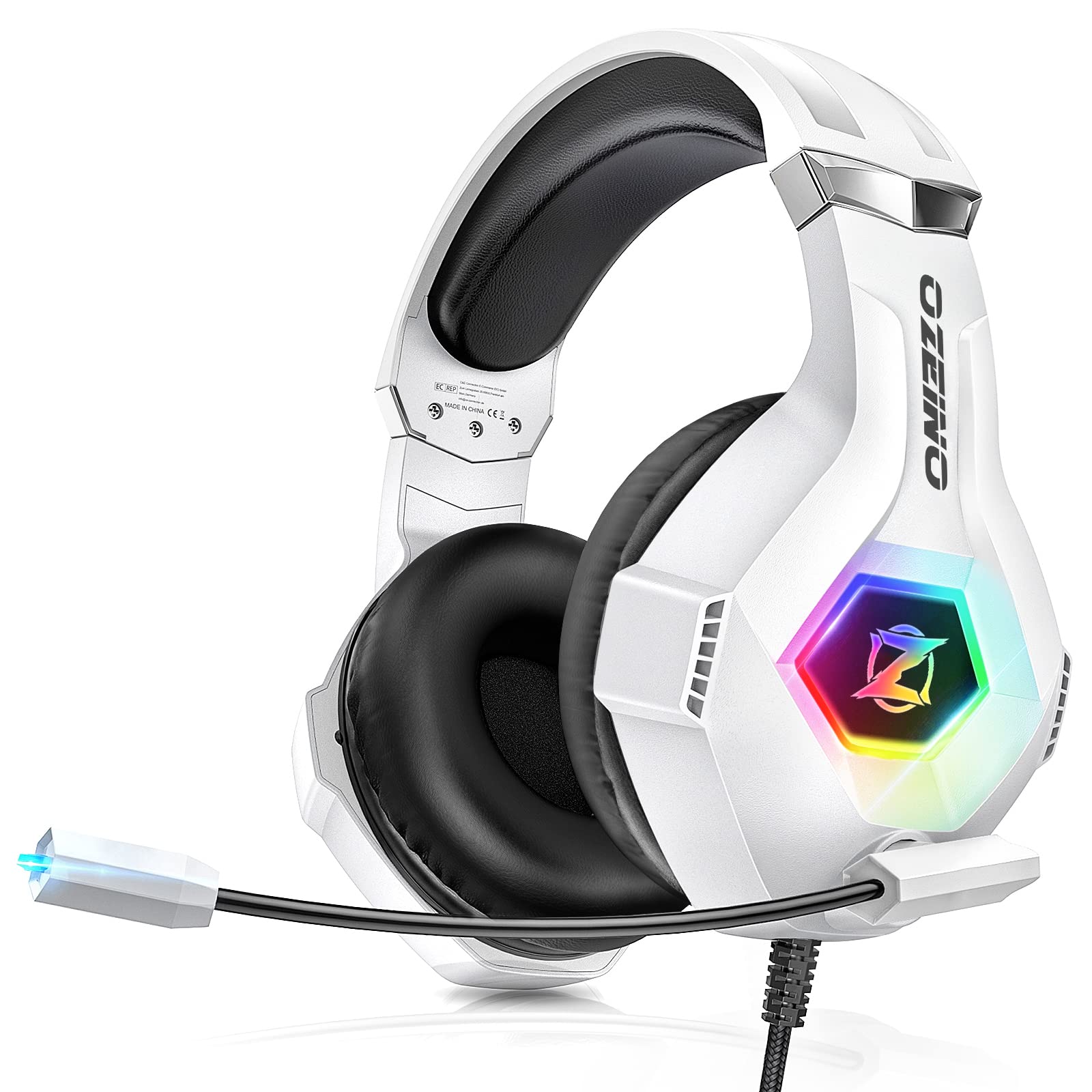 Ozeino Gaming Headset for PC, Ps4, Ps5, Xbox Headset with 7.1 Surround Sound Gaming Headphones with Noise Canceling Mic, LED