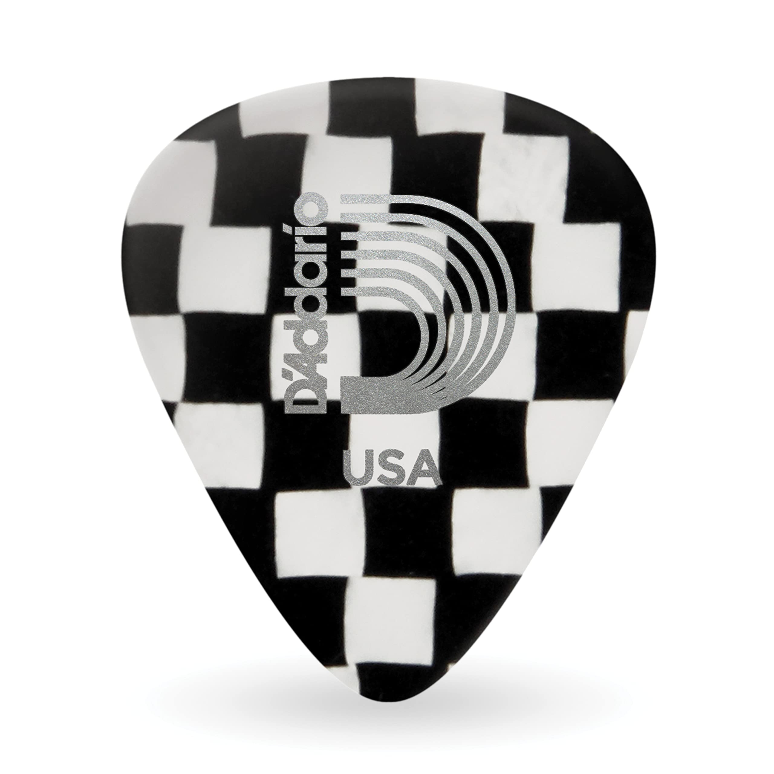 D'Addario Accessories Checkerboard Celluloid Guitar Picks, Medium, 25 Pack