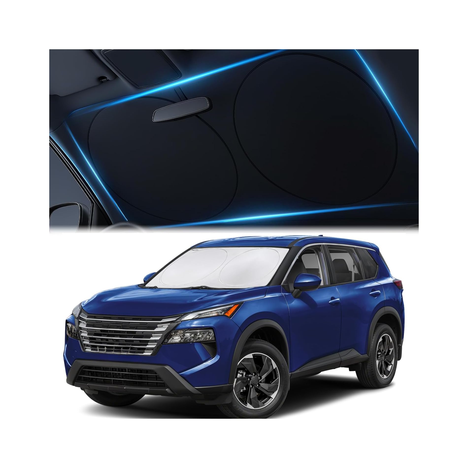 Magnelex Car Windshield Sunshade – Double-Layer Design for 2X Heat Blocking, Blocks UV Rays, Foldable Sun Shade for Cars, Tru