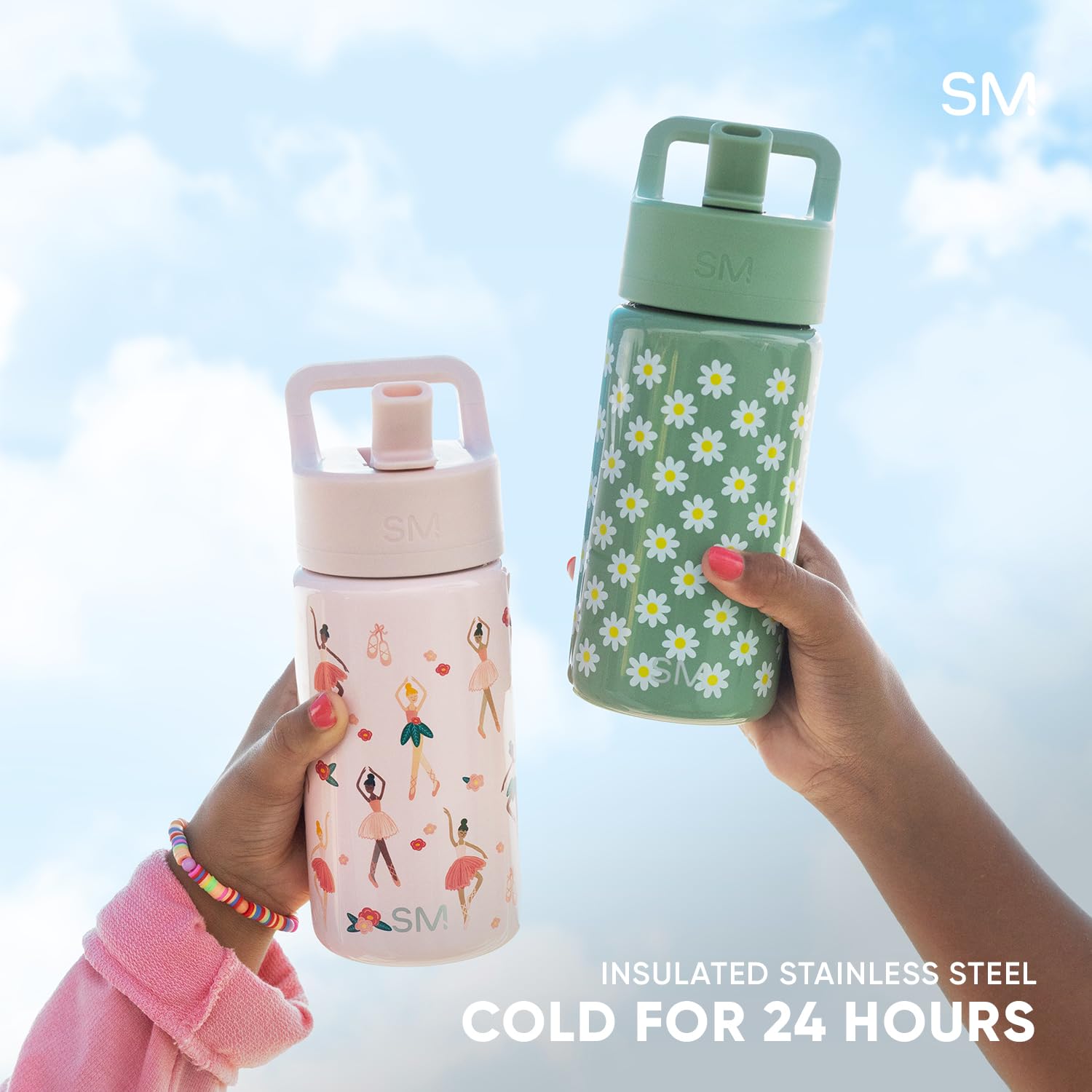 Simple Modern Kids Water Bottle with Straw Lid | 14oz Insulated Stainless Steel Kids Tumbler & Spill Proof Toddler Cup for School, Girls, Boys | Summit | Confetti