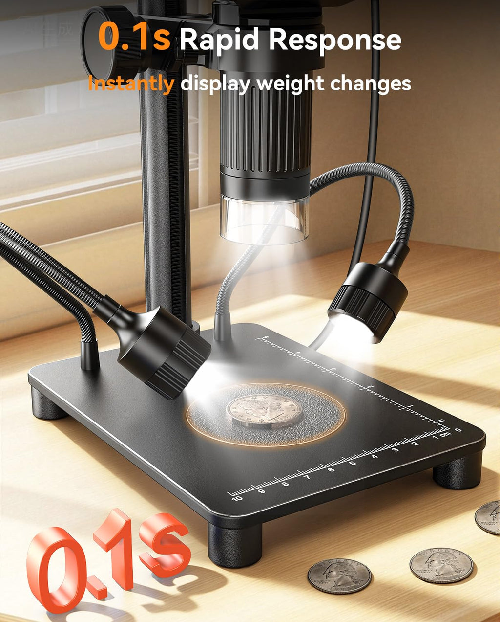Elikliv Microscope with Weighing Scale, Digital Magnifier for Error Coins, Jewelry Magnifying Glass with Lights, 4.3" LCD Screen 12MP Camera 1080P Video USB PC View for Adults Collectors Supplies