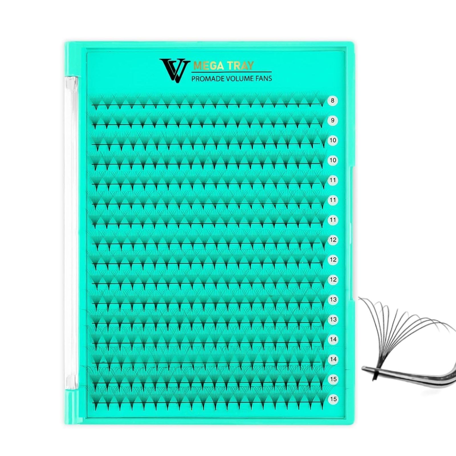 VAVALASH Premade Volume Fans Lash Extensions, Middle Stem Pre Made Russian Volume Lash Fans, 8-15mm Length,5D-30D,0.03-0.07 C