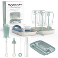 Momcozy Bottle Brush Set - Baby Bottle Cleaner Kit with Silicone Brush, Nipple Brush, Straw Brush, Soap Dispenser, Drying Rac