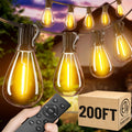 Amzrap 200FT Outdoor String Lights with Remote, Waterproof Patio Lights with 72+2 Shatterproof LED Bulbs, 2700K Dimmable Wate