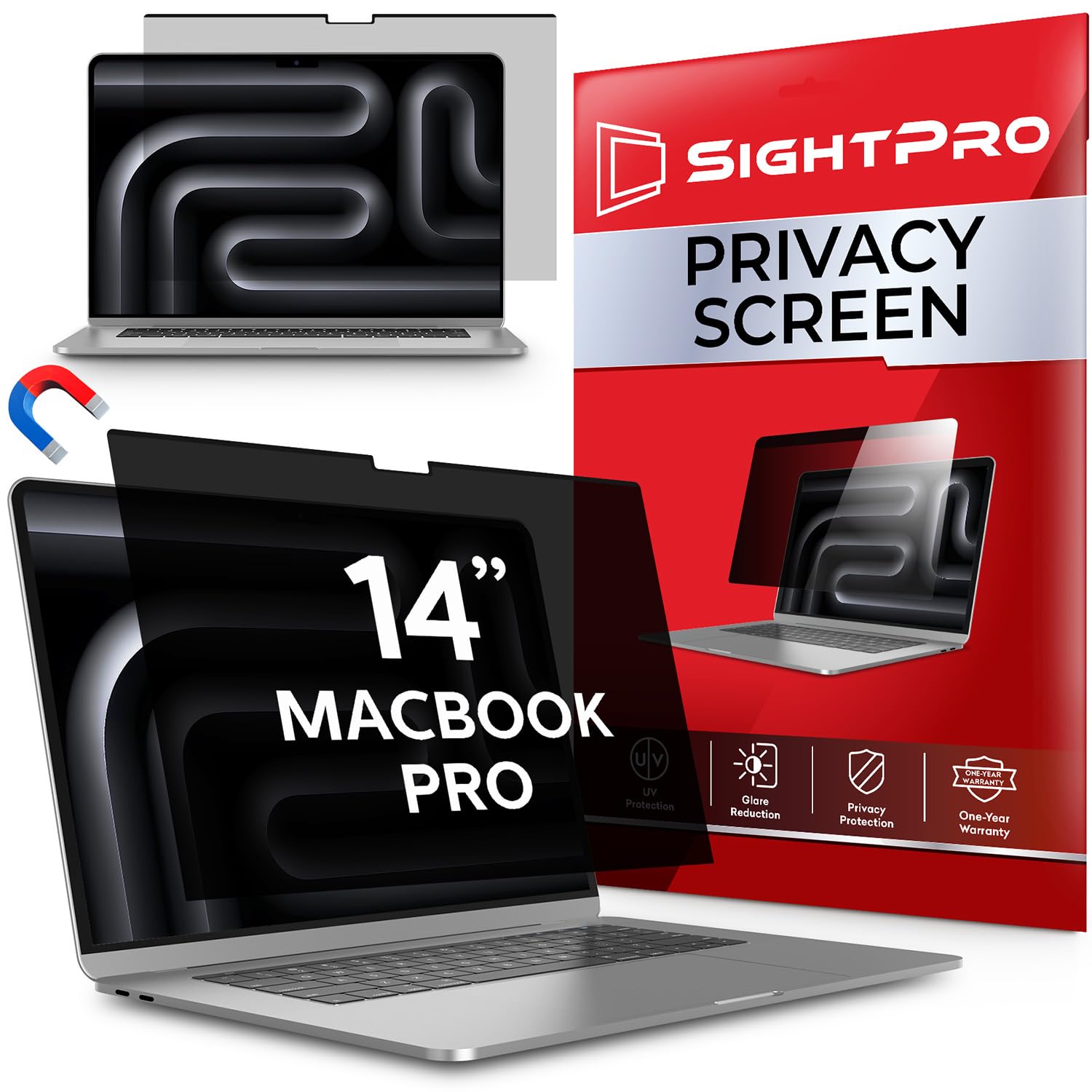SightPro Magnetic Privacy Screen for MacBook Pro 14 Inch (2021-2026, M1-M5, Pro, Max) Patented Removable Laptop Privacy Filte