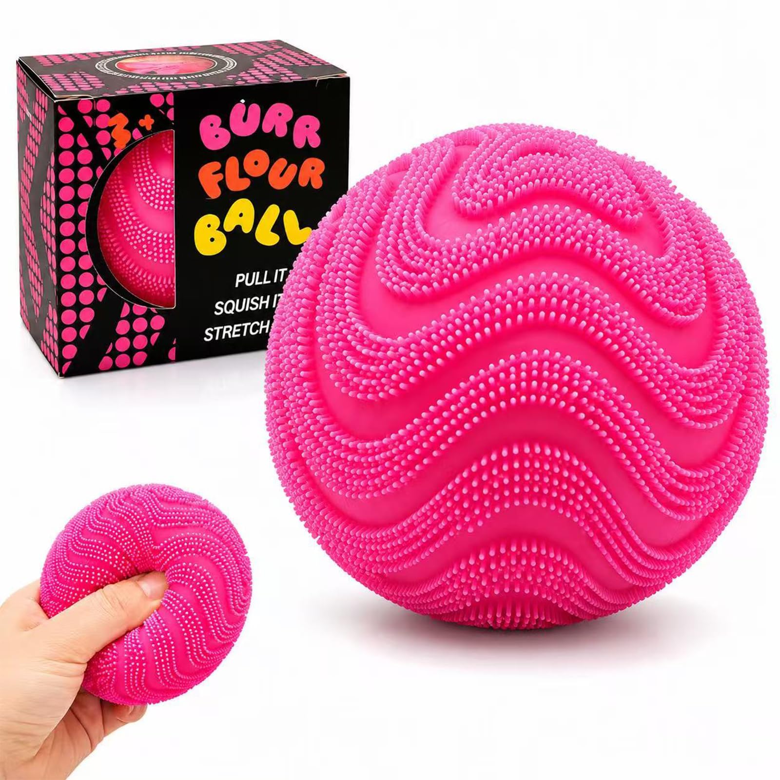 Fuzz Ball Squishy Stress Ball,Soft Fidget Squishy Fuzz Squeeze Ball for Adults,Anxiety Stress Relief Toys,Party Favors Gift for Adults (Pink Ball)