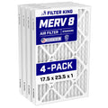 Filter King 17.5x23.5x1 Air Filter (MERV 8) (4-Pack) Dust & Allergy Control AC Furnace Filters, MADE IN USA, HVAC, Pleated, E