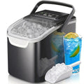 Crzoe Ice Makers Countertop with Handle, 2 Sizes of Ice, 8 Bullet Ice Cubes in 6 Mins, 26Lbs/24H, Portable Ice Maker with Sel
