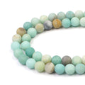 MJDCB Natural Matte Amazonite Round Loose Beads for Jewelry Making DIY Bracelet Necklace (4mm)