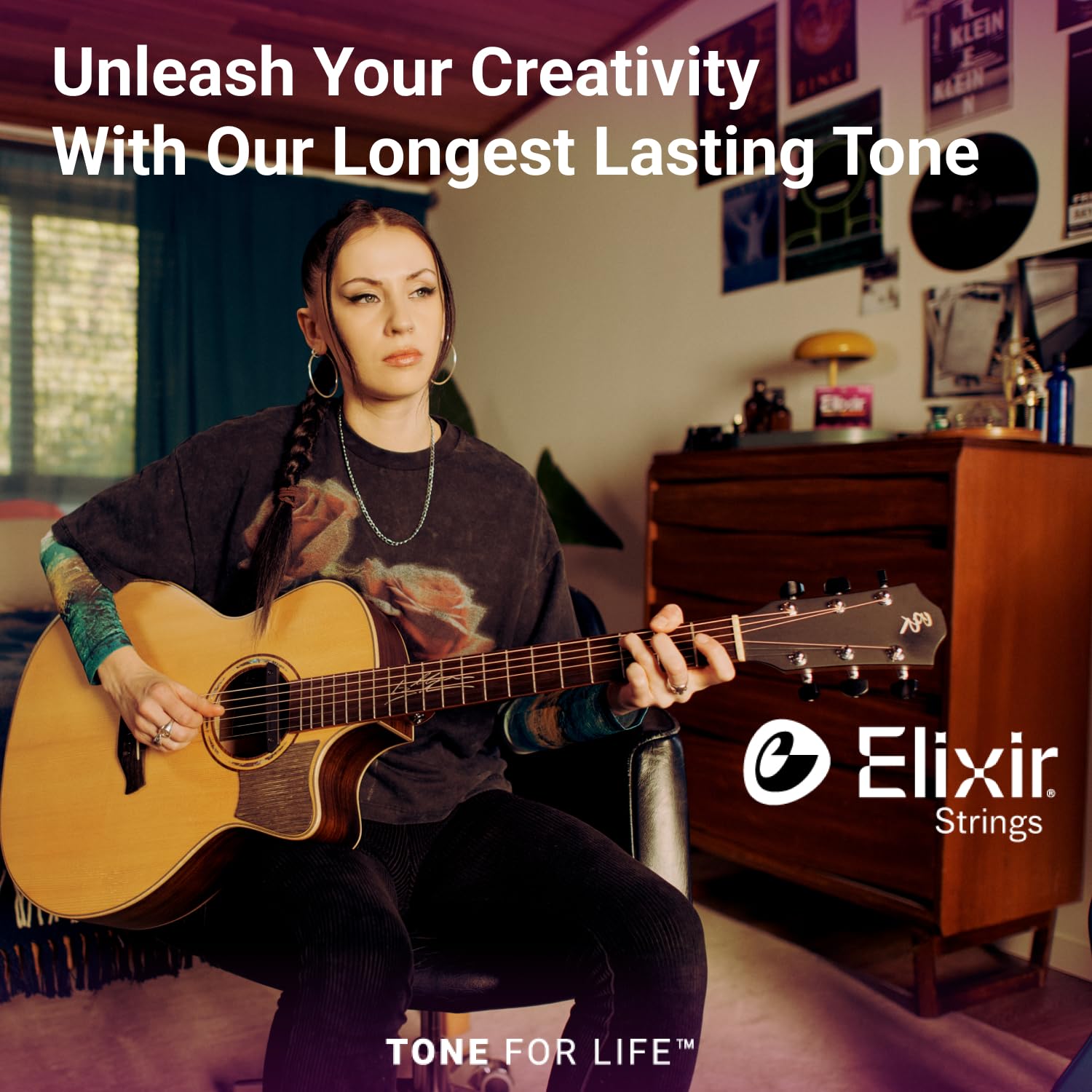 Elixir Strings, Acoustic Guitar Strings, Phosphor Bronze with NANOWEB Technology, Longest-Lasting Rich and Full Tone For Life with Comfortable Feel, 6 String Set, Light 12-53