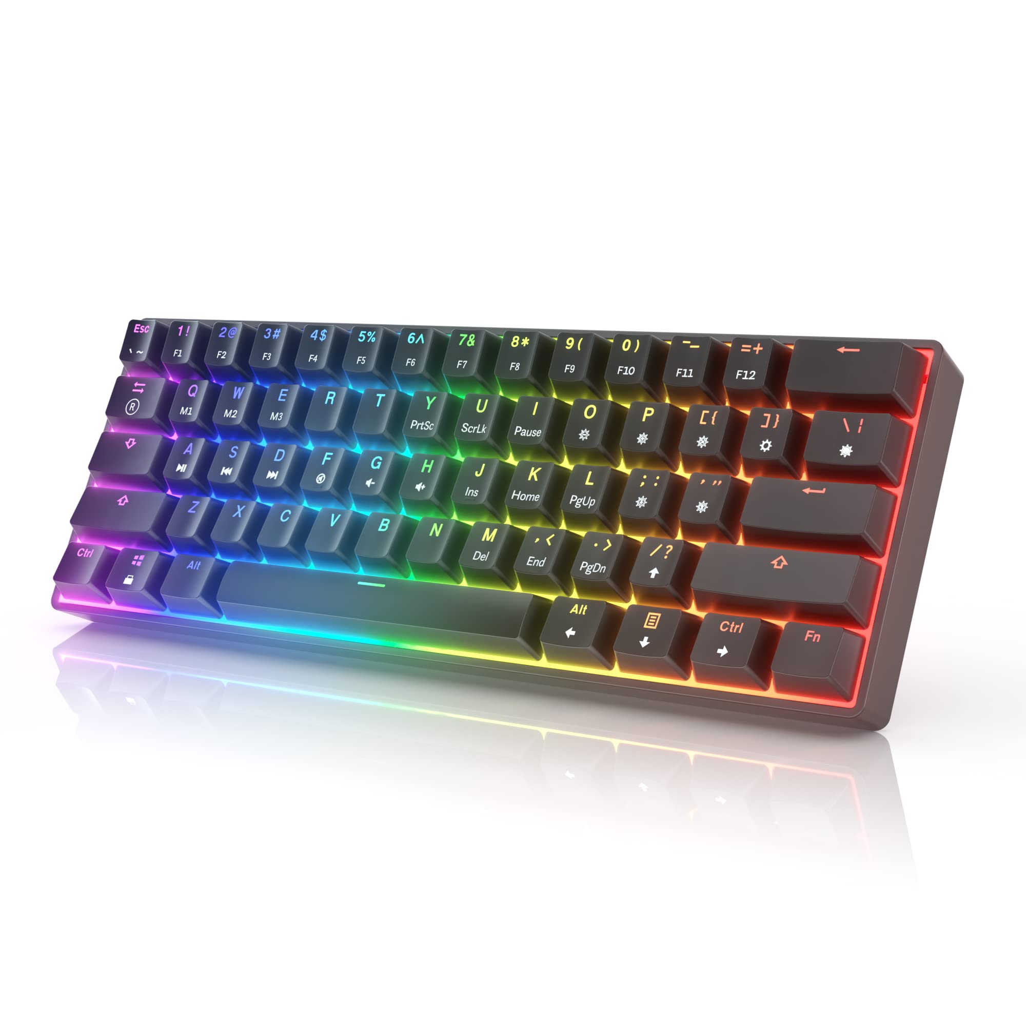 HK GAMING GK61 Mechanical Gaming Keyboard - 61 Keys Multi Color RGB Illuminated LED Backlit Wired Programmable for PC/Mac Gam