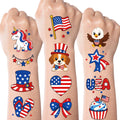 JCFIRE 4th of July Temporary Tattoos for Kids Adults, Cute Independence Day Fake Tattoos Stickers, Fourth of July Red White a