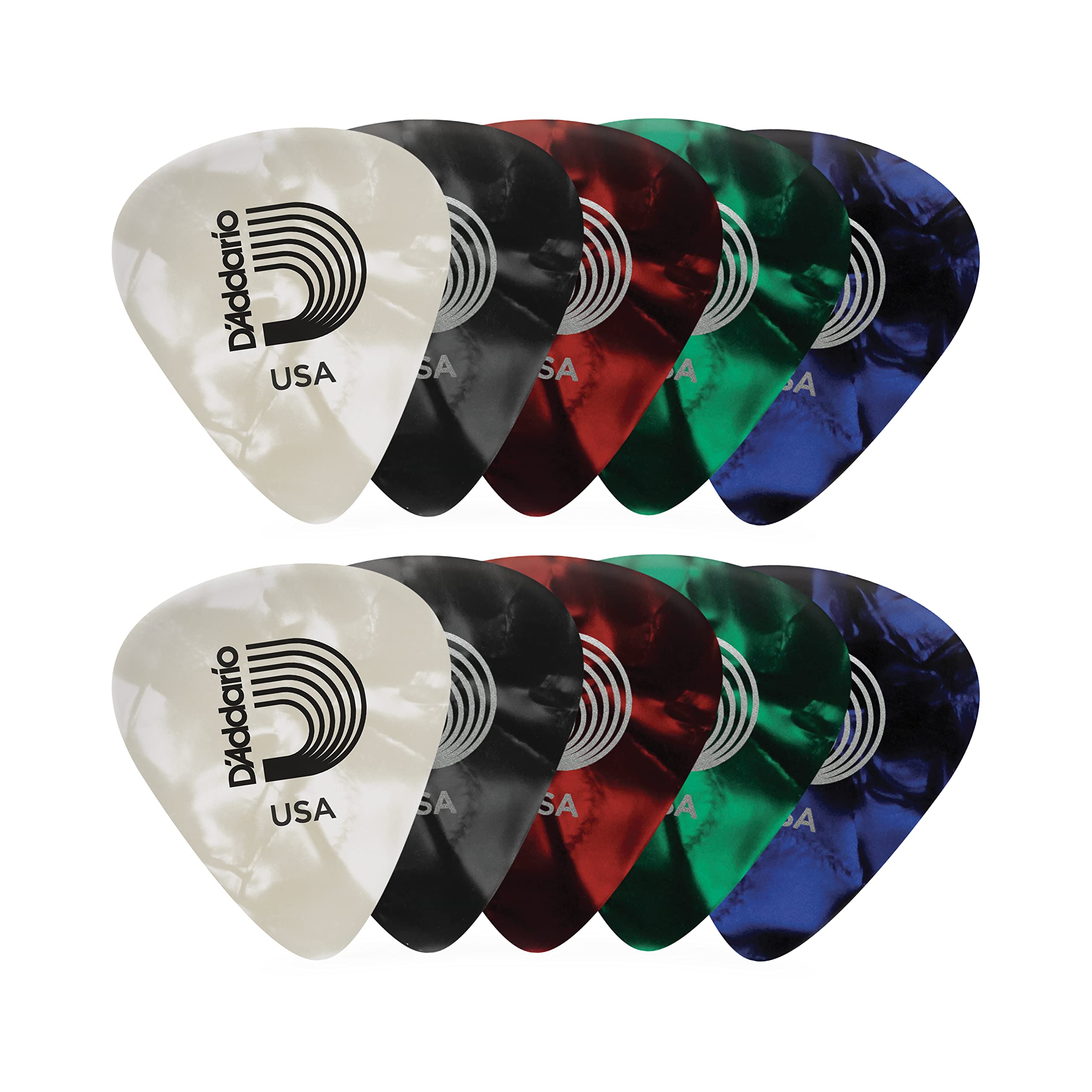 D'Addario Celluloid Guitar Picks - Guitar Accessories - Guitar Picks for Acoustic Guitar, Electric Guitar, Bass Guitar - Natu