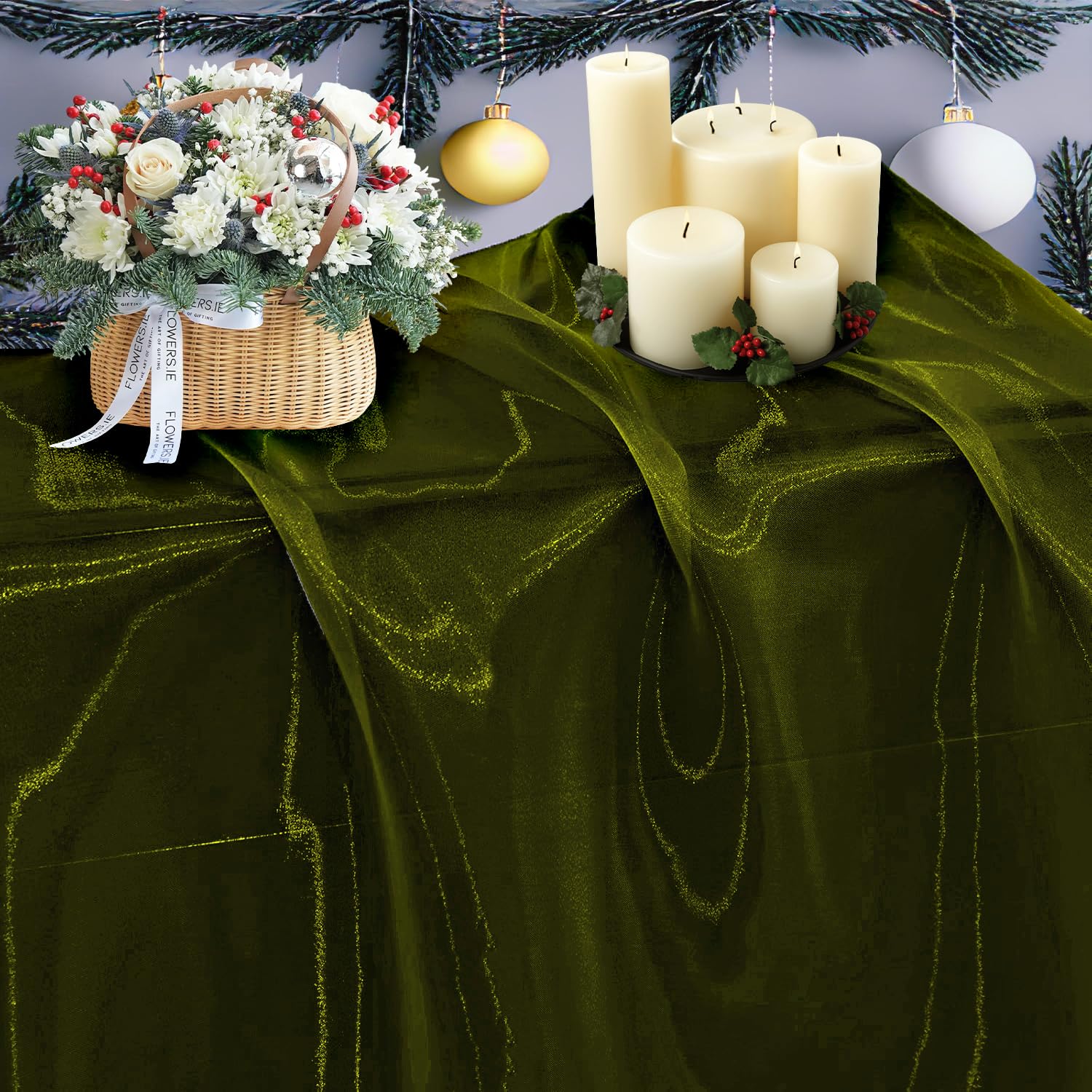 MDS® Pack of 5 Yard Sheer Organza Fabric for Wedding Party Home Event Banquet Decorations, Backdrop Curtain Craft Dress Sewin