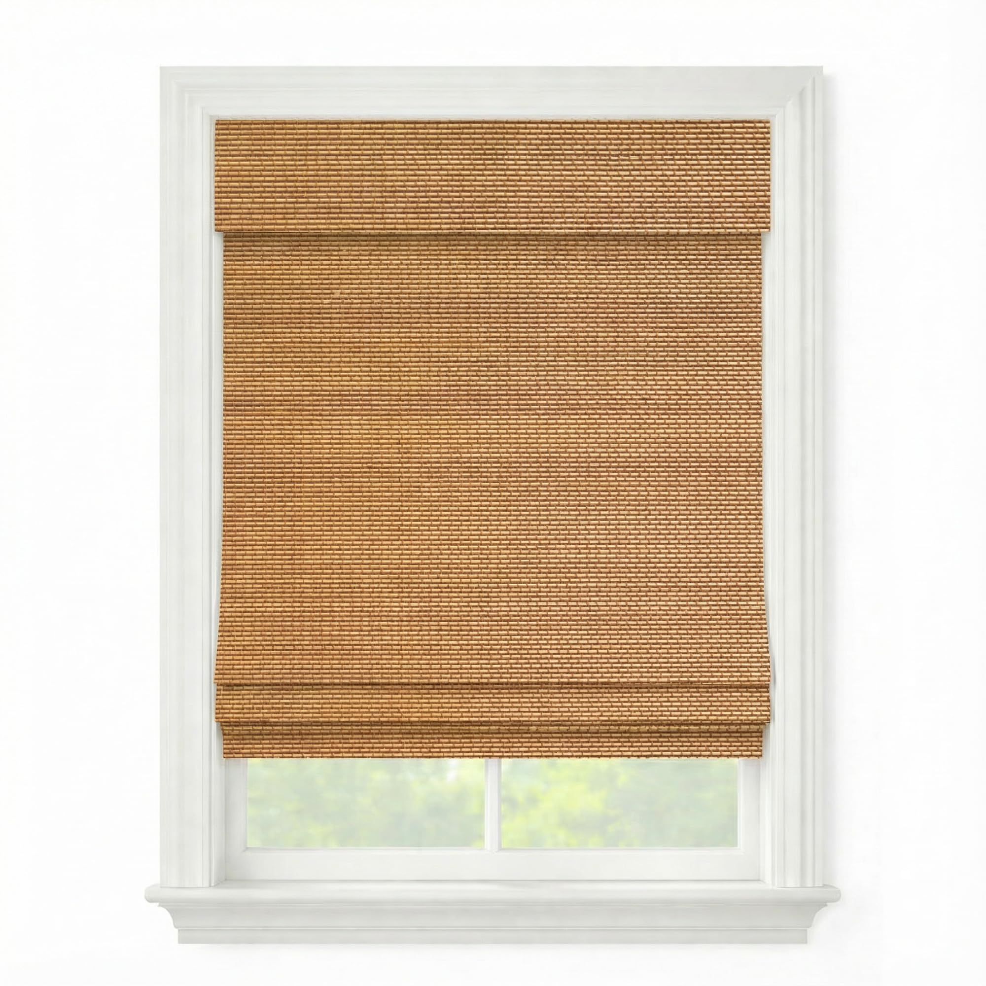 Cordless Woven Wood Roman Shades, Bamboo Shades Sizes 20 to 72 Wide and 24 to 72 High, Bamboo Mesh Natural