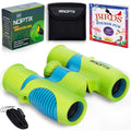Binoculars for Kids, Girls or Boys Real Kids Binoculars in Vibrant Green Blue - Includes Sticker Book with 40 Bird Species -