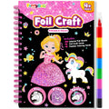 FUNNYB&G Foil Art Craft Kit for Girls 4-10 Years Old: Mess-Free & No-Glue, Create 16 Sparkly Princess Unicorn Pictures – Perf