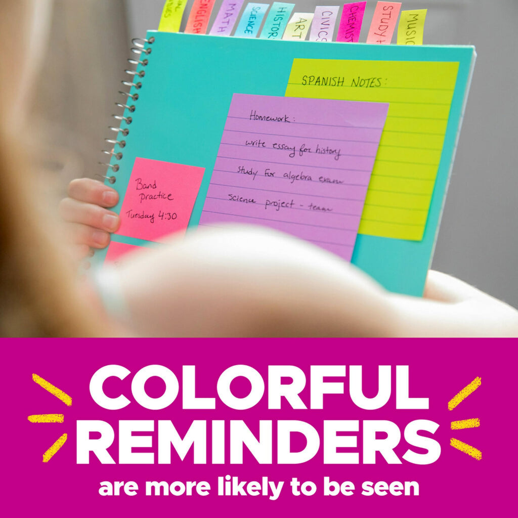 Post-it Super Sticky Notes, 24 Sticky Note Pads, 3 x 3 in., Back to School Supplies, Office Products, 2X the Sticking Power, Supernova Neons Collection