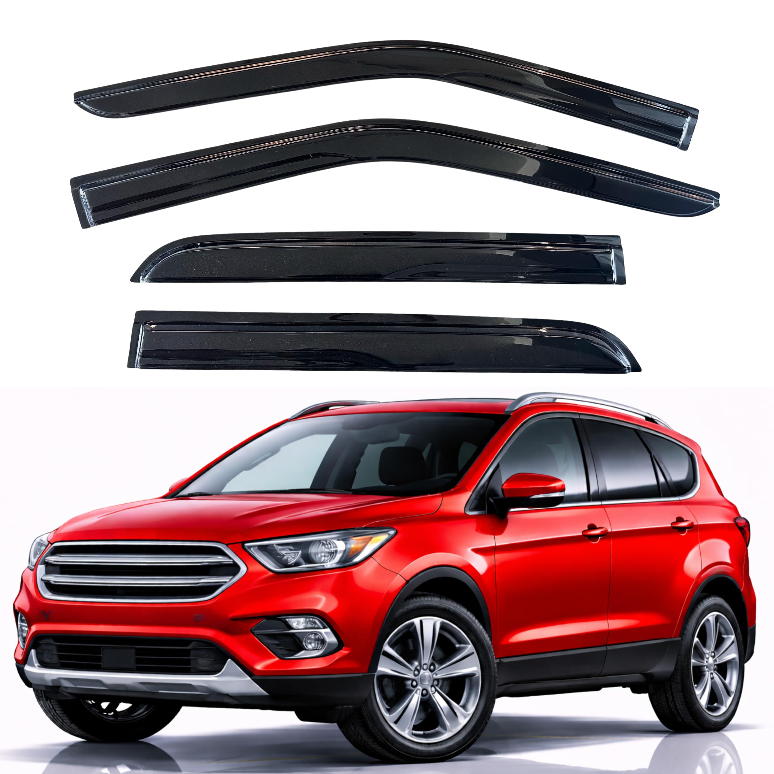 KPY Rain Guards Fit for 2013-2019 Ford Escape, Out-Channel Window Visors Vent Wind Deflectors 4PC, Car Accessories for 13-19