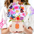 Yinqing Birthday Cards, Light and Music Happy Birthday Card, Lily and Butterflies, 10 Inch Life Sized Forever Flower Bouquet