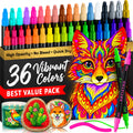 ARTISTRO 36 Precision Dual-Tip Acrylic Paint Markers – Paint Pens Set with Dot & Fine Tips for Fabric, Rock, Glass, Wood, Col
